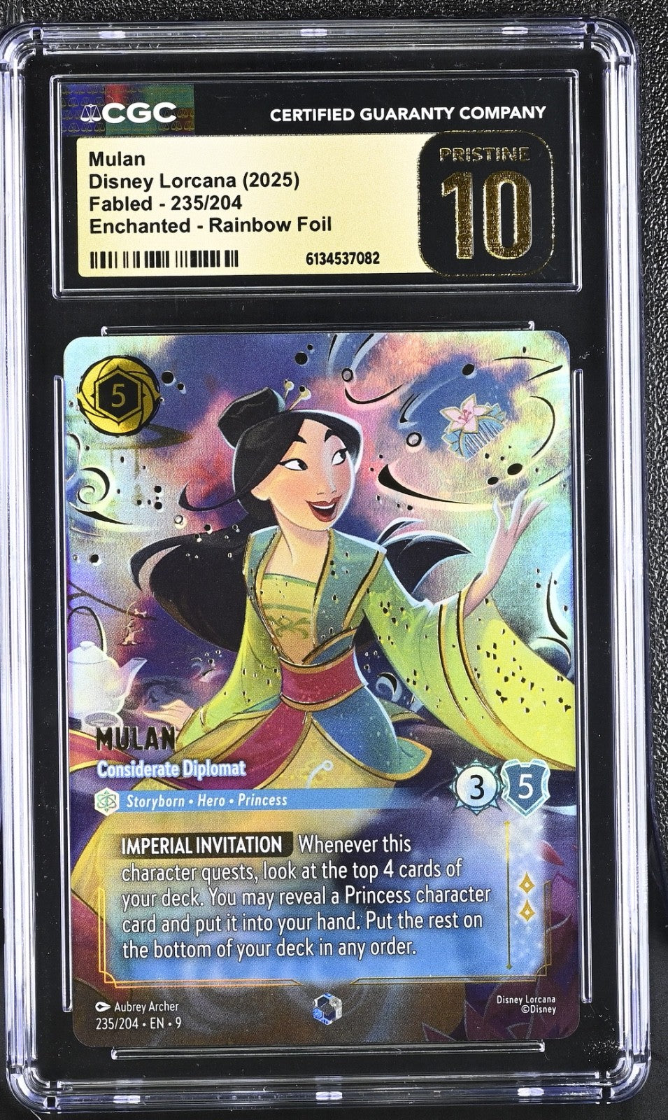 Disney Lorcana Fabled Mulan 235 Enchanted - Rainbow Foil - CGC Pristine 10