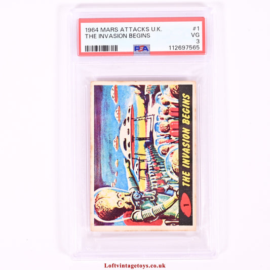 1964 Mars Attacks U.K. The Invasion Begins Card #1 PSA 3