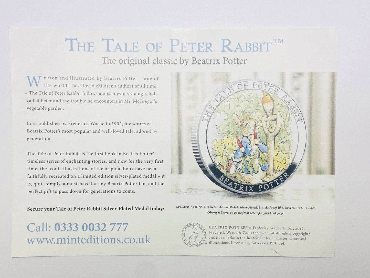 The Tail Of Peter Rabbit Commemorative Medal Collection