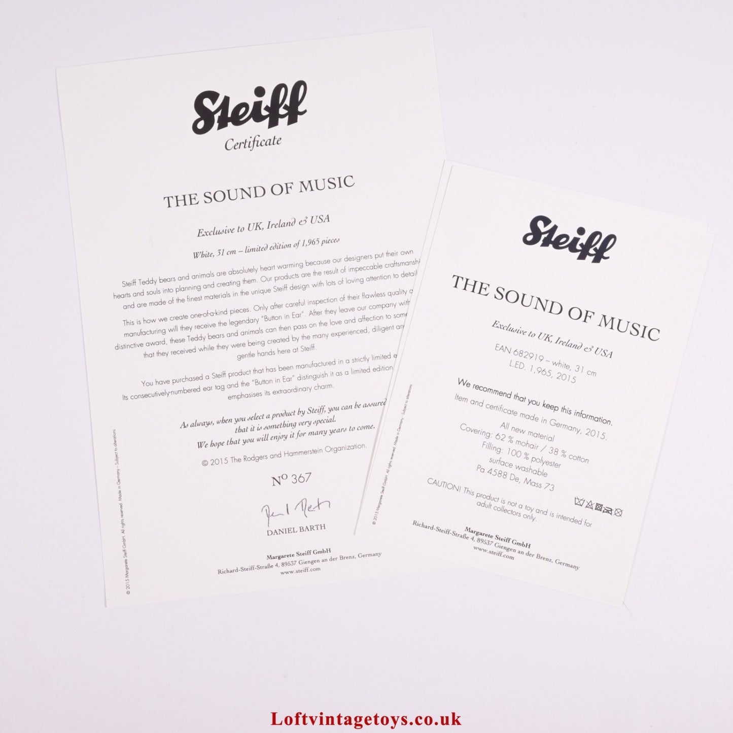 Steiff Sound of Music Teddy Bear - 682919, Ltd Ed of 1965