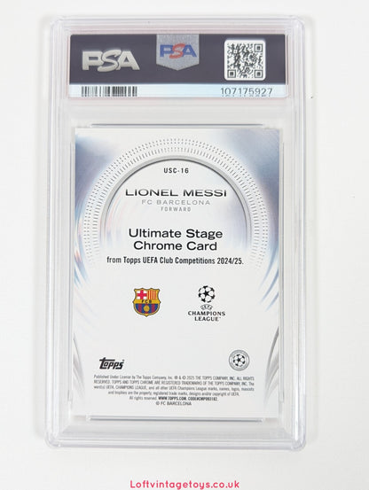 2024-25 Topps Uefa CC Lionel Messi Ultimate Stage Chrome PSA 10
