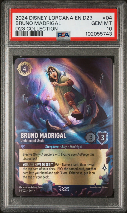 DISNEY LORCANA EN D23-D23 EXPO PROMO BRUNO MADRIGAL - UNDETECTED UNCLE PSA 10