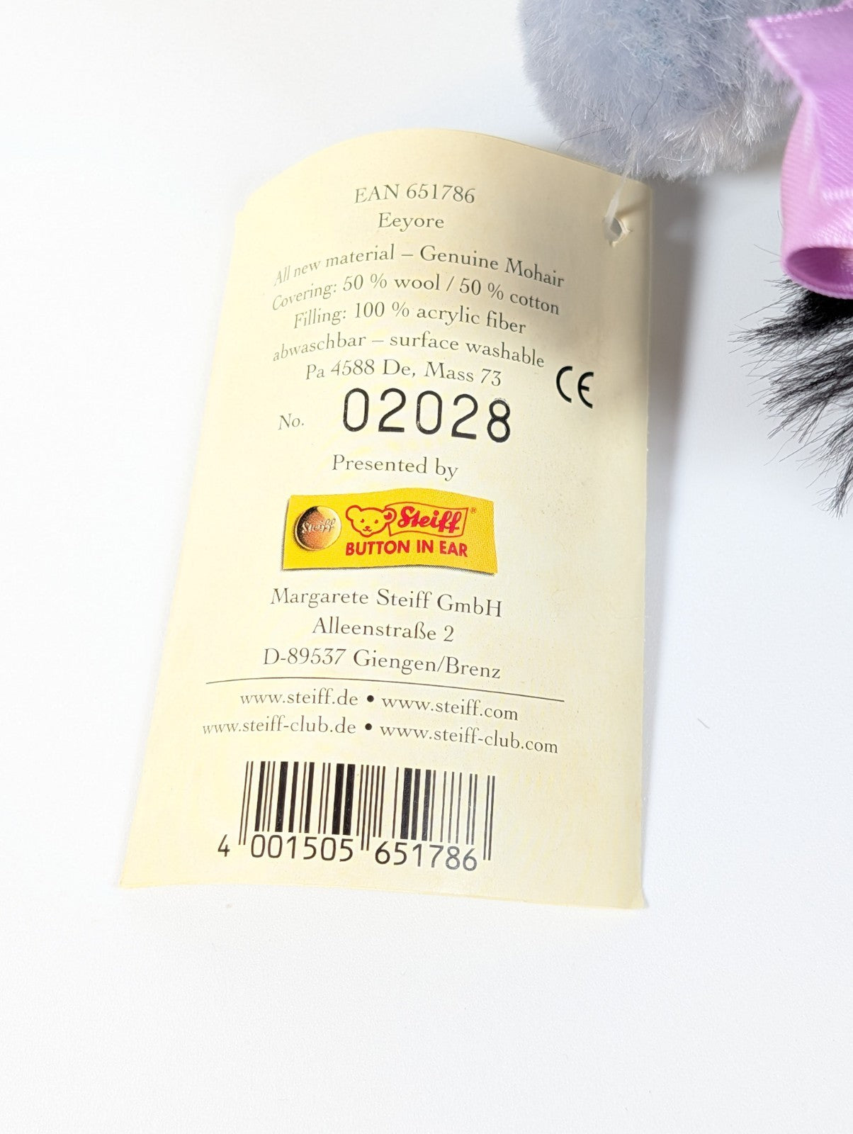 Steiff Winnie the Pooh Eeyore, Ltd Ed - 651786