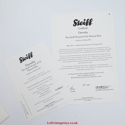 Steiff Dorothy Wizard of Oz Dorothy Bear Musical Limited Edition - 664427