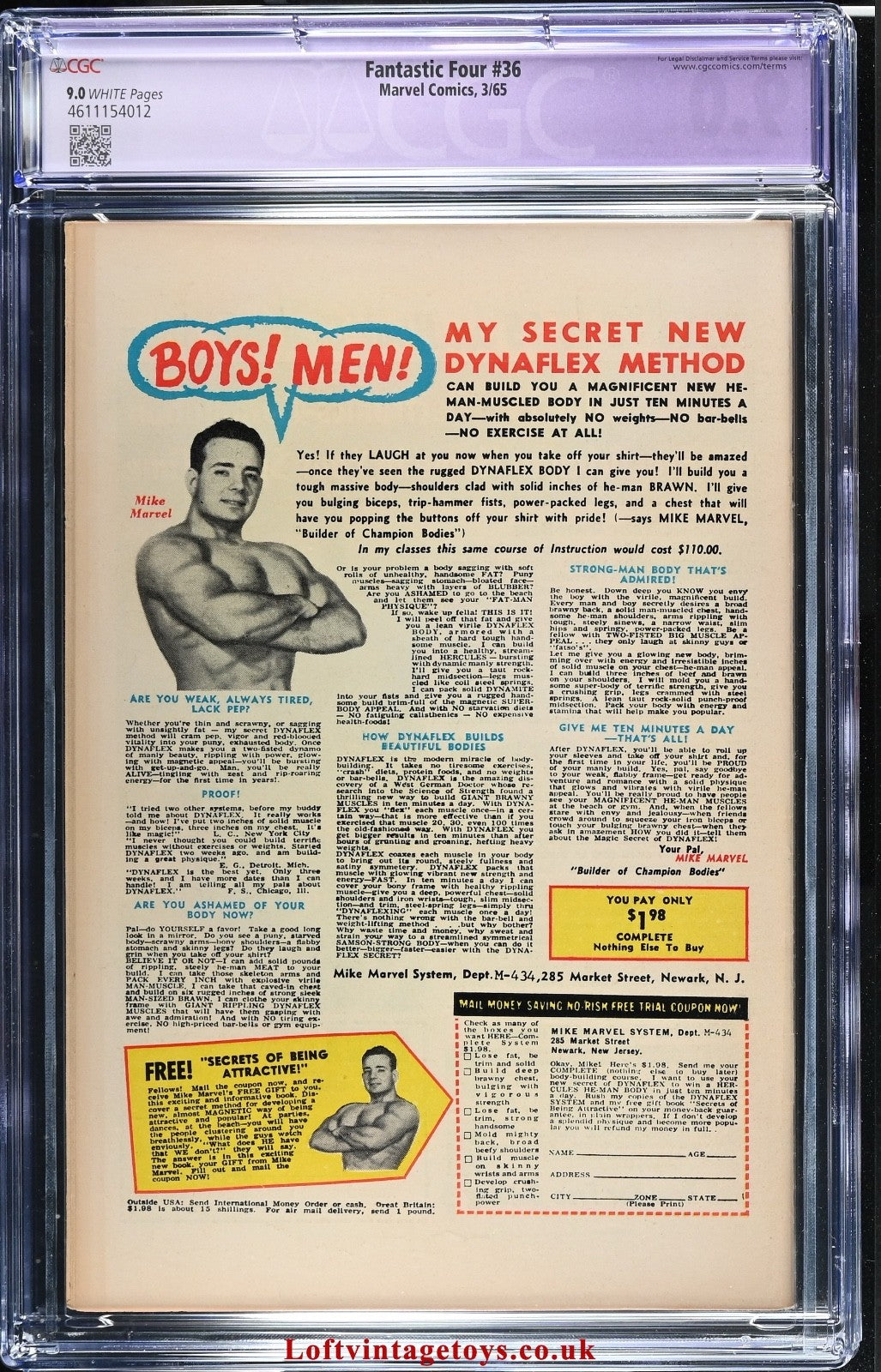 Fantastic Four 36 CGC 9.0 Restored (B-1) Slight -  Marvel Comics 1965 Restored