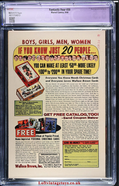 Fantastic Four #30 CGC 8.5 Restored (B-1) Slight / White Pages