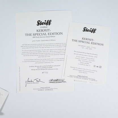 Steiff Kermit The Frog Special Edition, Ltd Edition - Hard to Find - 680397