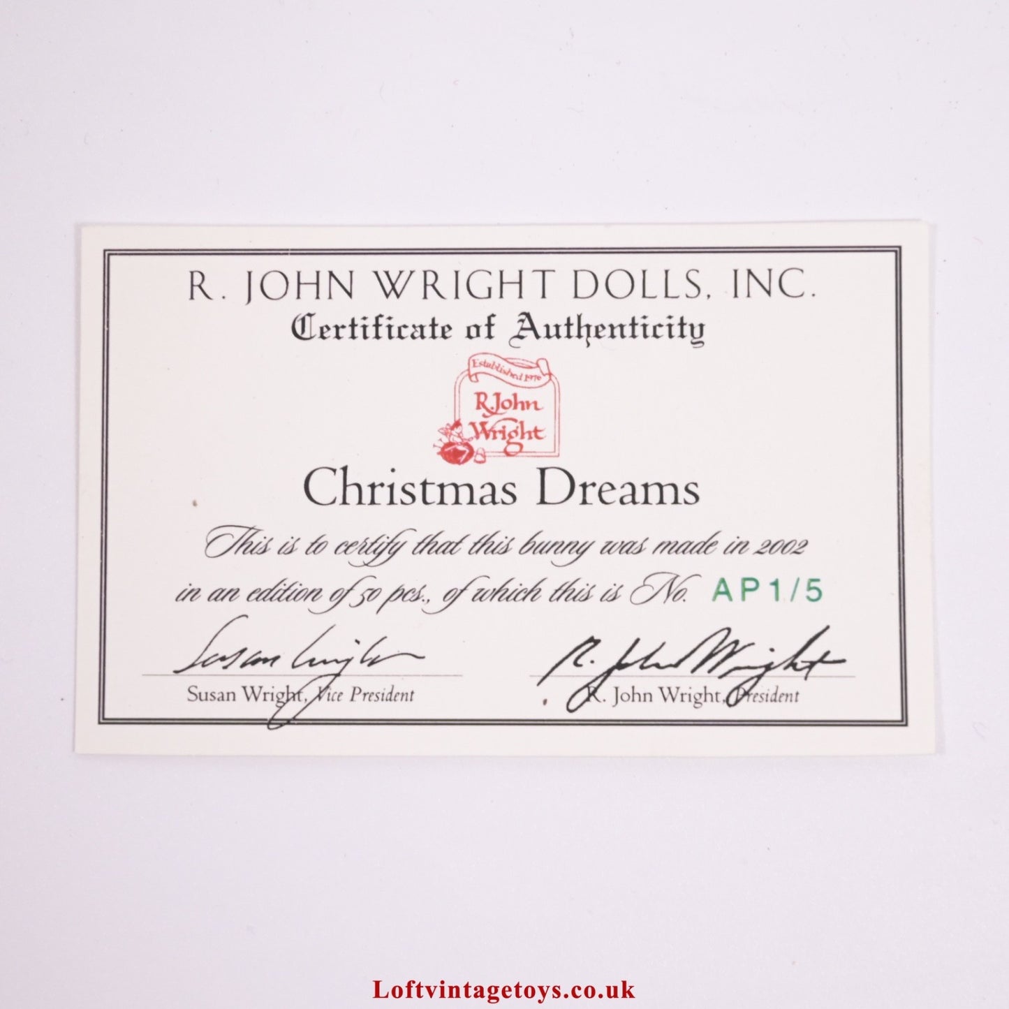 R. John Wright Christmas Dreams, Ltd Ed 1 of 5 Artist Proof - Very Rare