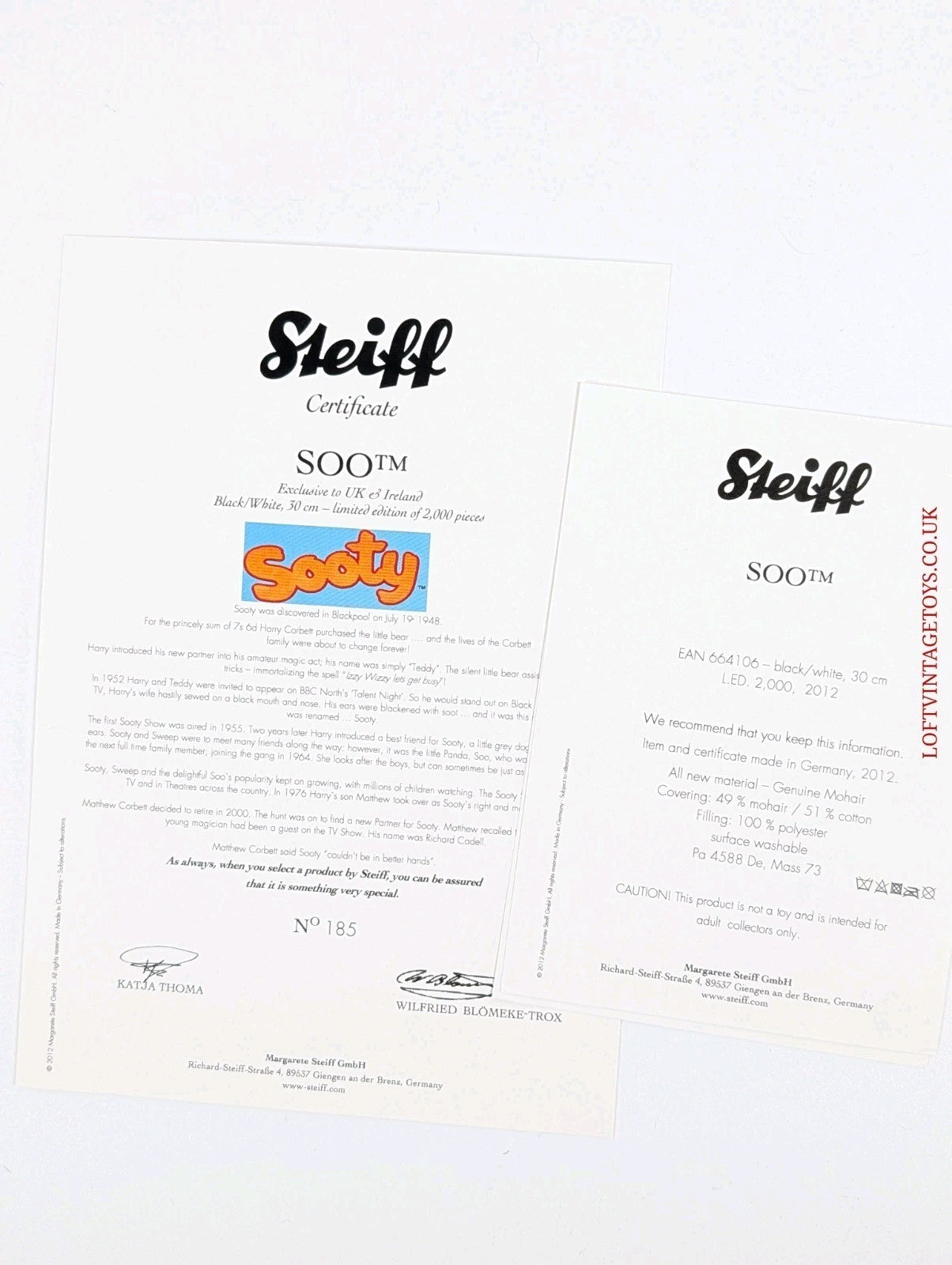 Steiff SOO from Sooty Show UK & Ireland EXCLUSIVE LE of 2,000 - 664106