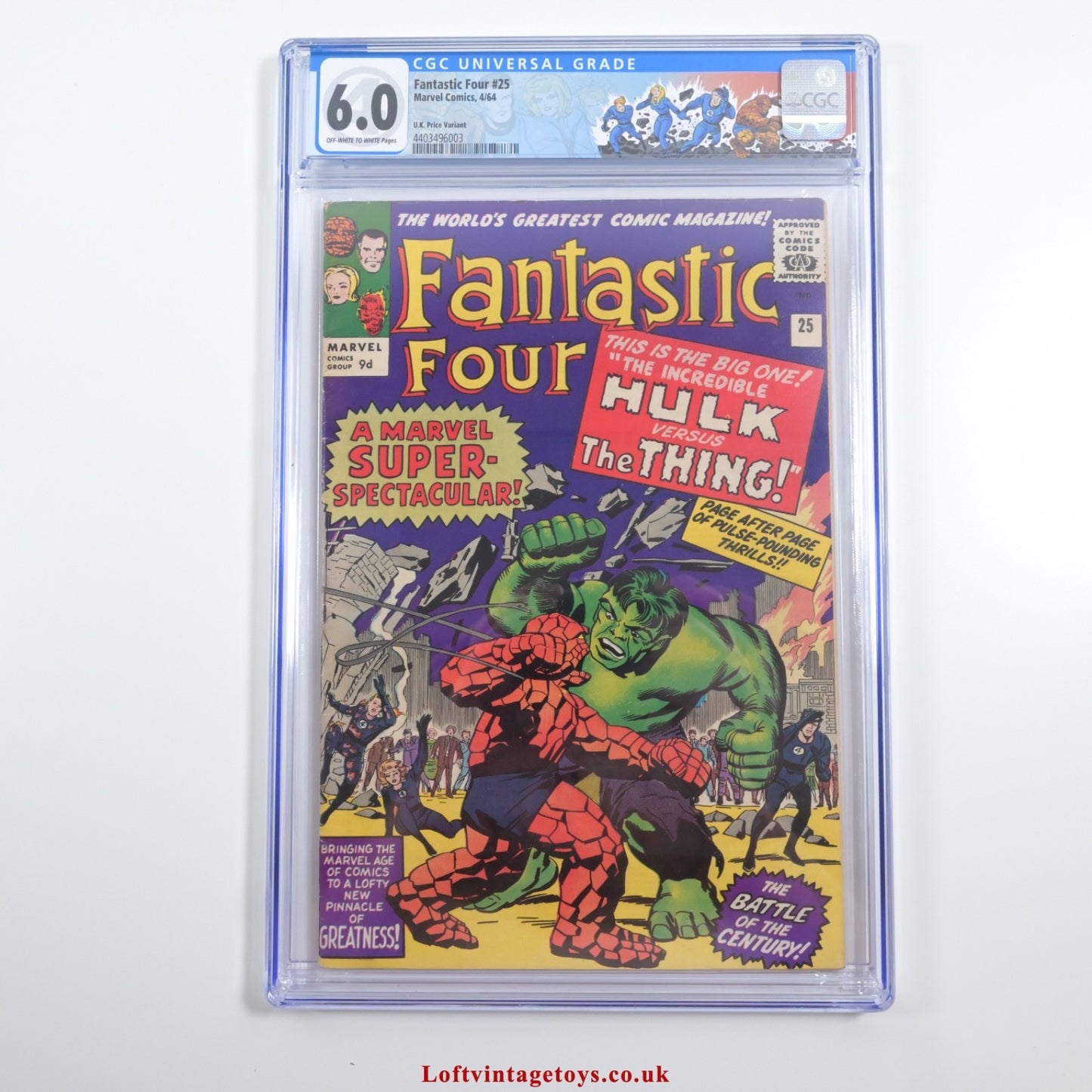 Fantastic Four #25 CGC 6.0 UK-Variante, Erster Kampf Hulk vs. Thing, SCHLÜSSELAUSGABE