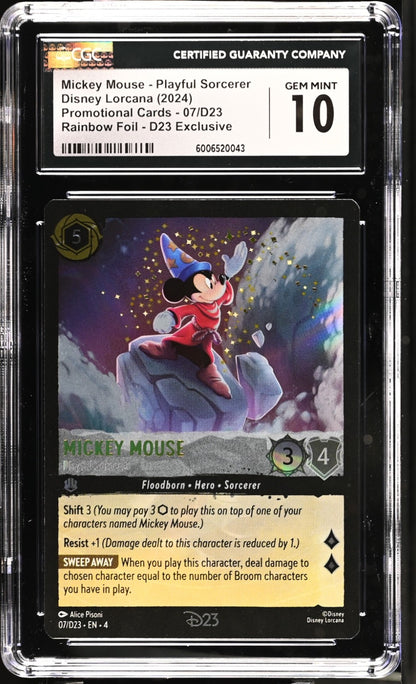 2024 DISNEY LORCANA 7/D23 EXPO PROMO MICKEY MOUSE PLAYFUL SORCERER CGC 10