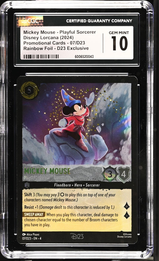 2024 DISNEY LORCANA 7/D23 EXPO PROMO MICKEY MOUSE PLAYFUL SORCERER CGC 10