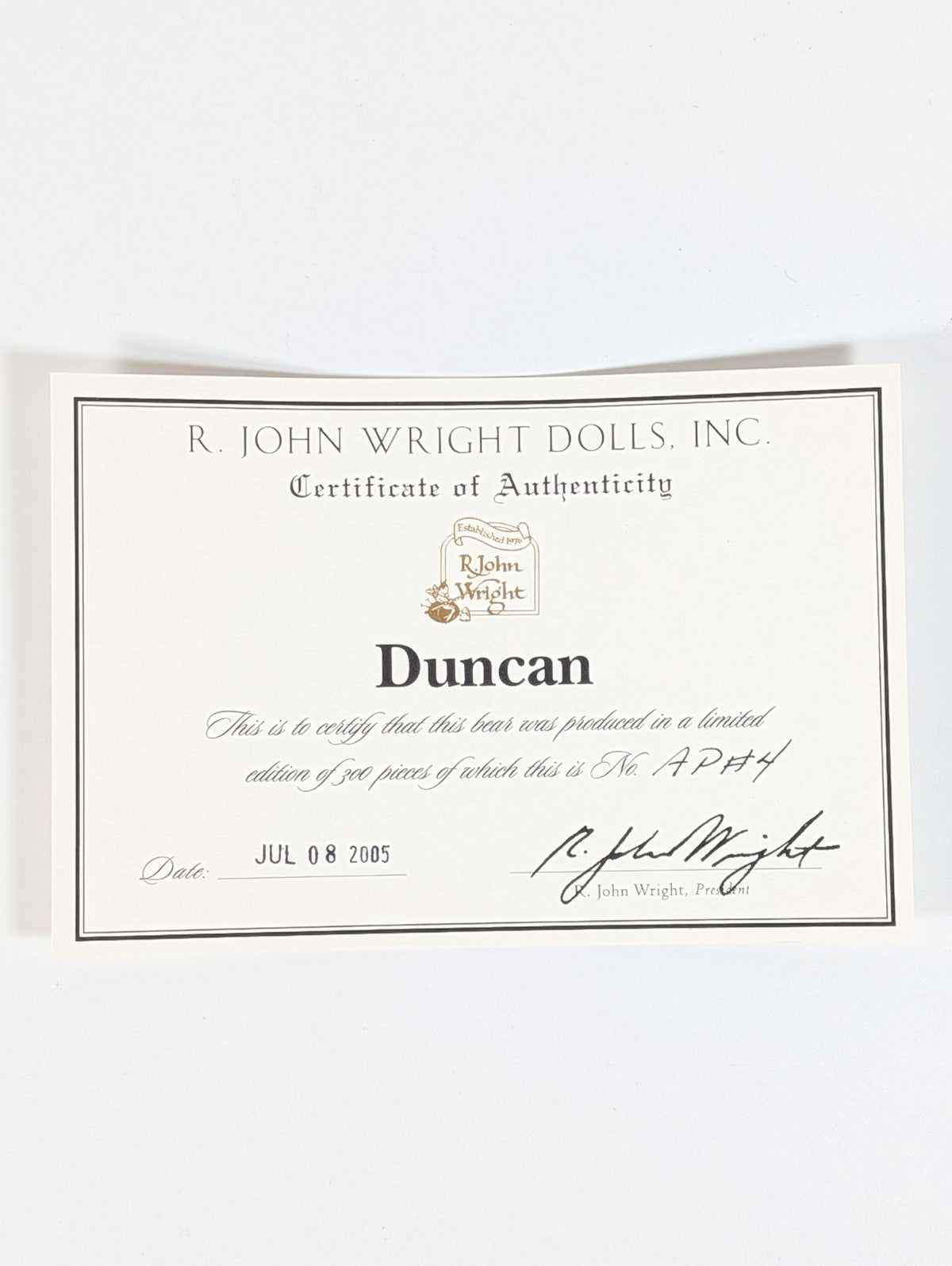 R John Wright Duncan - Artist Proof Edition 4 of 5