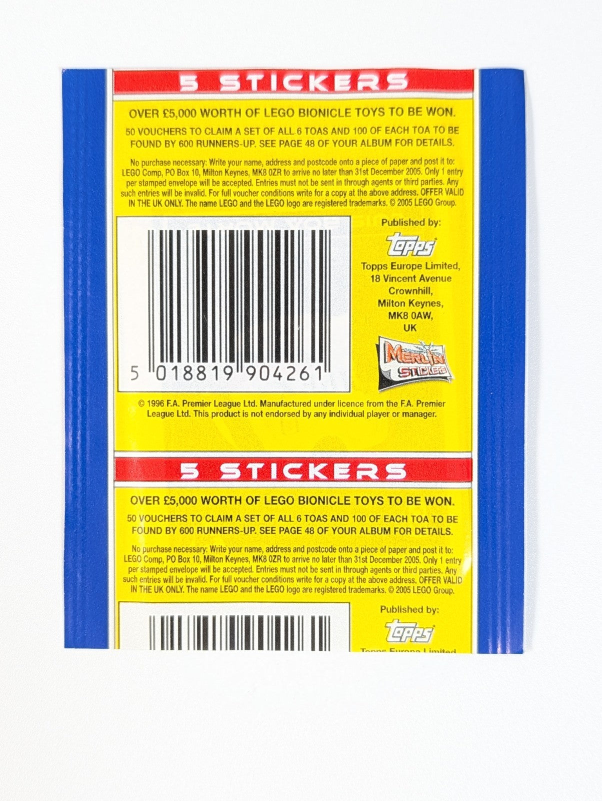 Topps FA Premier League Stickers 2005 Booster Box of 50 Packs * 4 BOXES