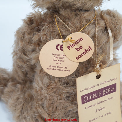 Charlie Bears Jake Teddy Bear - CB06030, from 2006, Ltd Ed 600, RARE