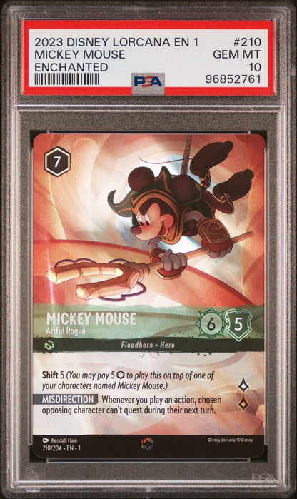 2023 DISNEY LORCANA EN 1-THE FIRST CHAPTER #210 MICKEY MOUSE ENCHANTED PSA 10