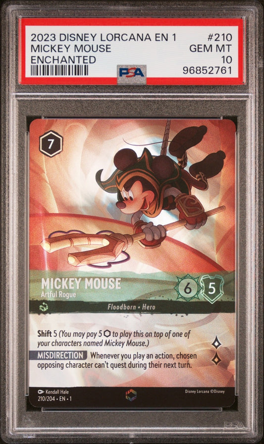 2023 DISNEY LORCANA EN 1-THE FIRST CHAPTER #210 MICKEY MOUSE ENCHANTED PSA 10