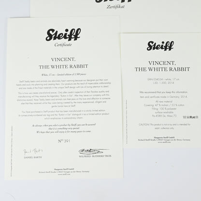 Steiff Vincent White Rabbit Limited Edition Of 1500