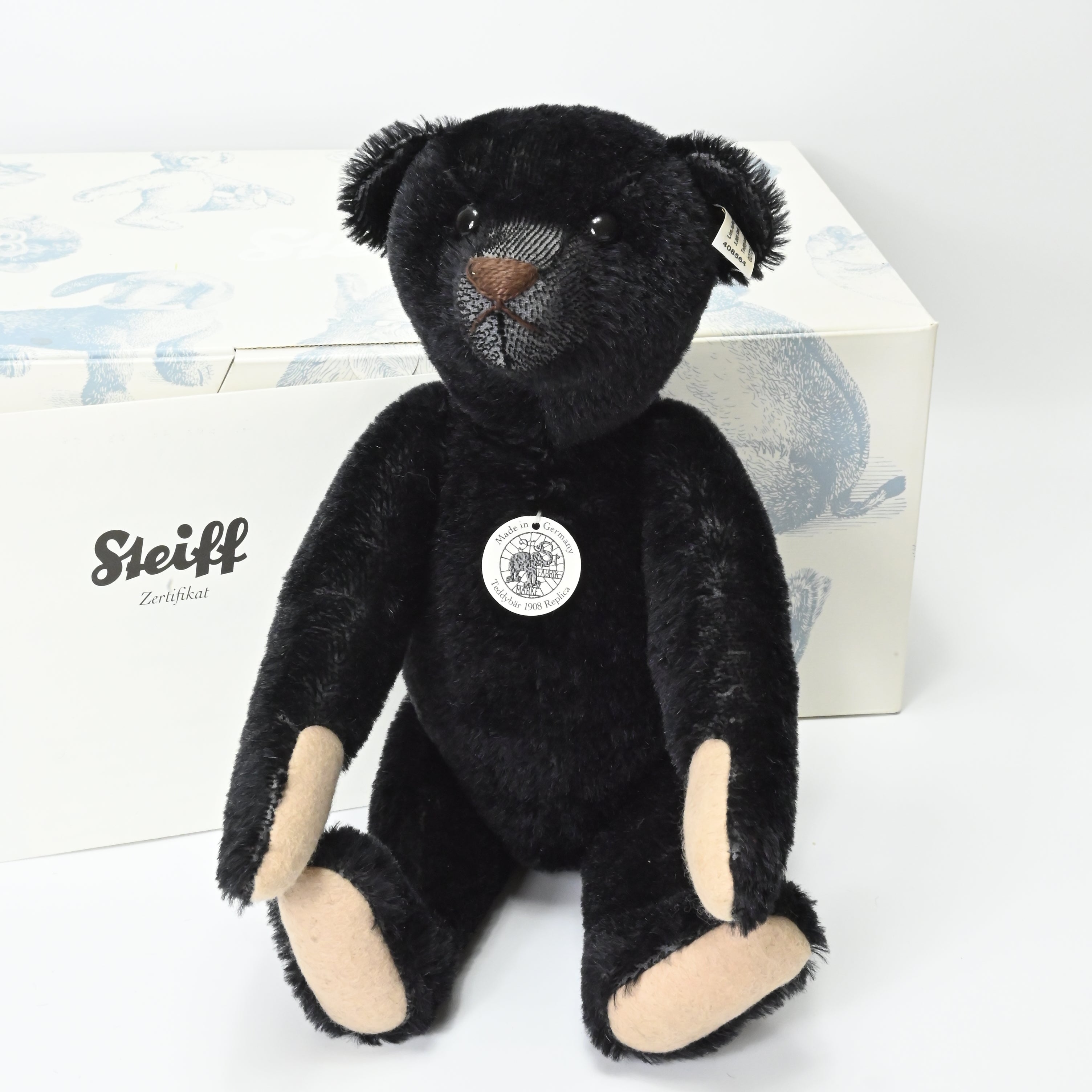 Steiff Teddy Bear Limited Edition Black 1908 Replica - 408564 