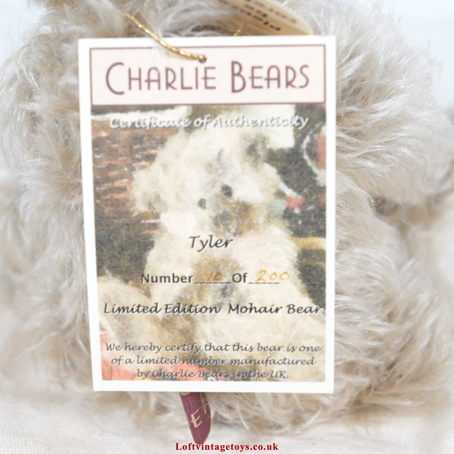 Charlie Bear Tyler Mohair Limited Edition of Only 200 RARE -  CBM16010