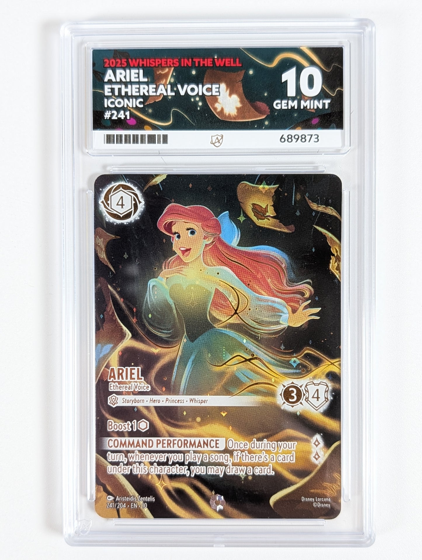 Lorcana Whispers in the Well Ariel Ethereal Voice 241 ICONIC - ACE 10 GEM MINT