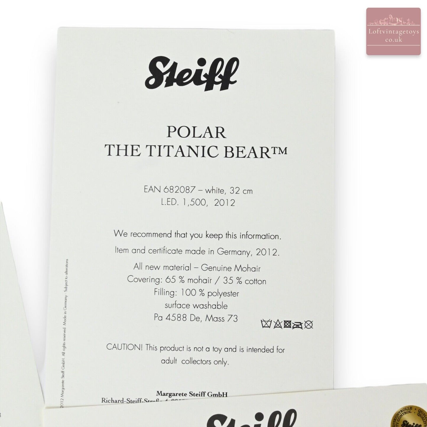 Steiff The Titanic Polar Bear Limited Edition - 682087