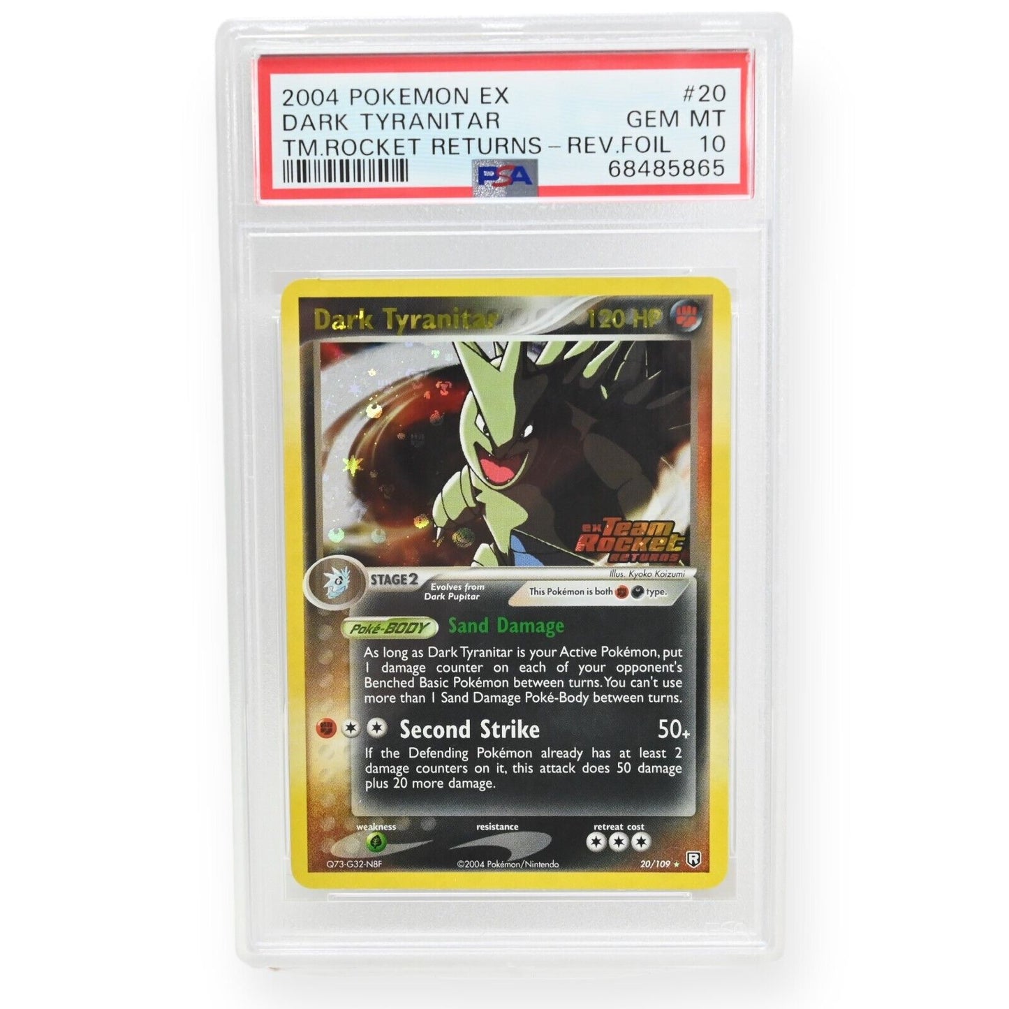 Pokemon Ex Dark Tyranitar 20/109 Rev.Foil Team Rocket Returns  PSA 10