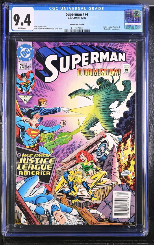 Superman # 74 Doomsday CGC 9.4 - 1992, D.C. Comics