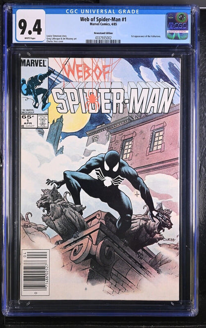 Web of Spider-Man # 1 CGC 9.4 - Rarer Newsstand Edition / 1985, Marvel Comic