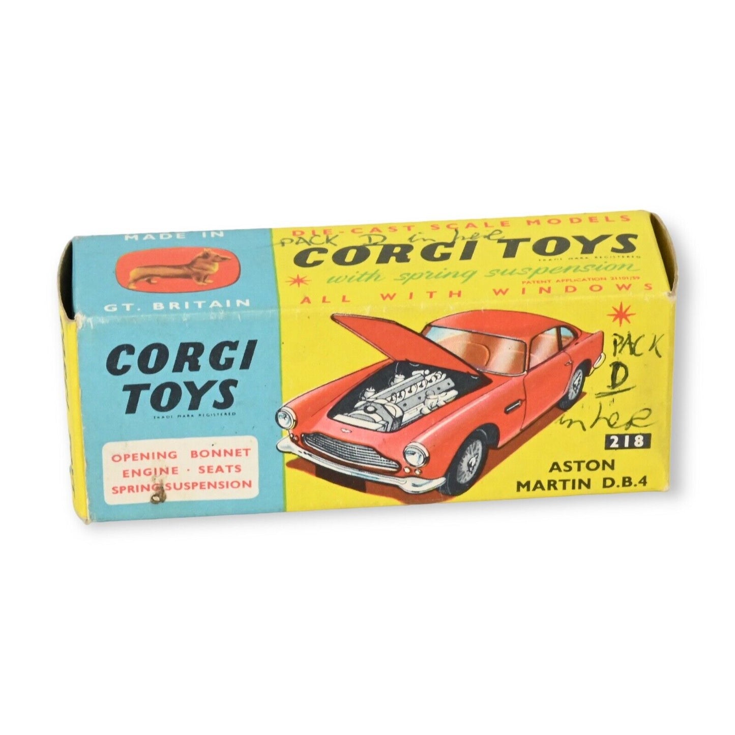 Corgi Toys 218 Aston Martin DB4 Red Body - Criss-Cross Hubs