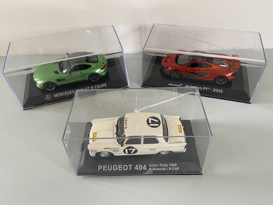 Altaya 1:43 Scale Models - Set Of 3 With Display Cases