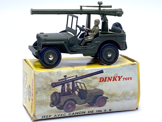 FRENCH DINKY 829 JEEP AVEC CANON DE 106 S.R. WITH ORIGINAL BOX