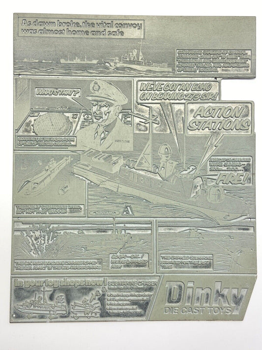 DINKY TOYS 673 SUBMARINE CHASER ORIGINAL PRINTING PLATE - EXC CONDITION