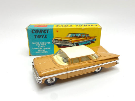 CORGI 248 CHEVROLET IMPALA - TAN BODY, LIGHT CREAM ROOF WITH ORIGINAL BOX