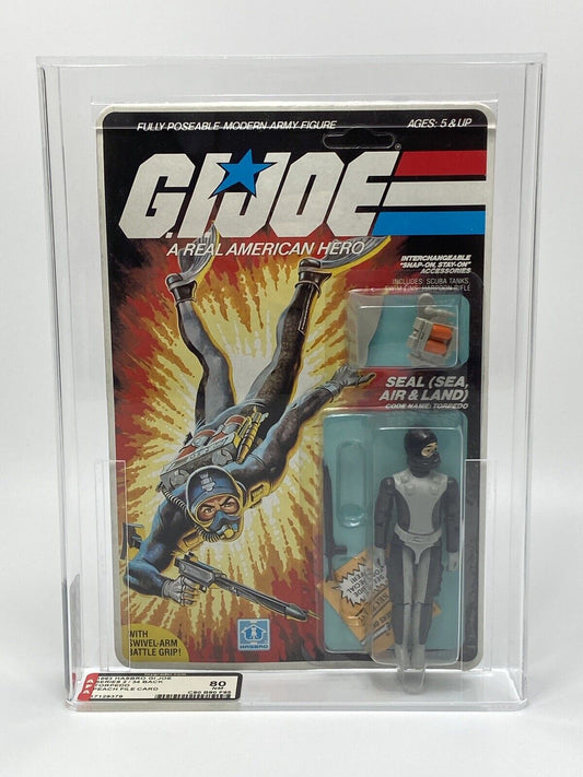 HASBRO GI JOE TORPEDO 3 3/4" FIGURE AFA GRADED 80 NM 1983 - RARE